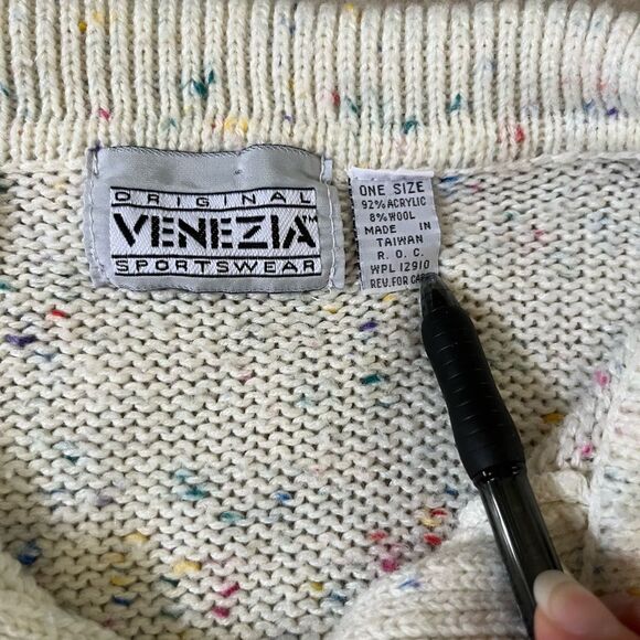 Cream confetti color knit short sleeve oversized sweater - Picture 7 of 7